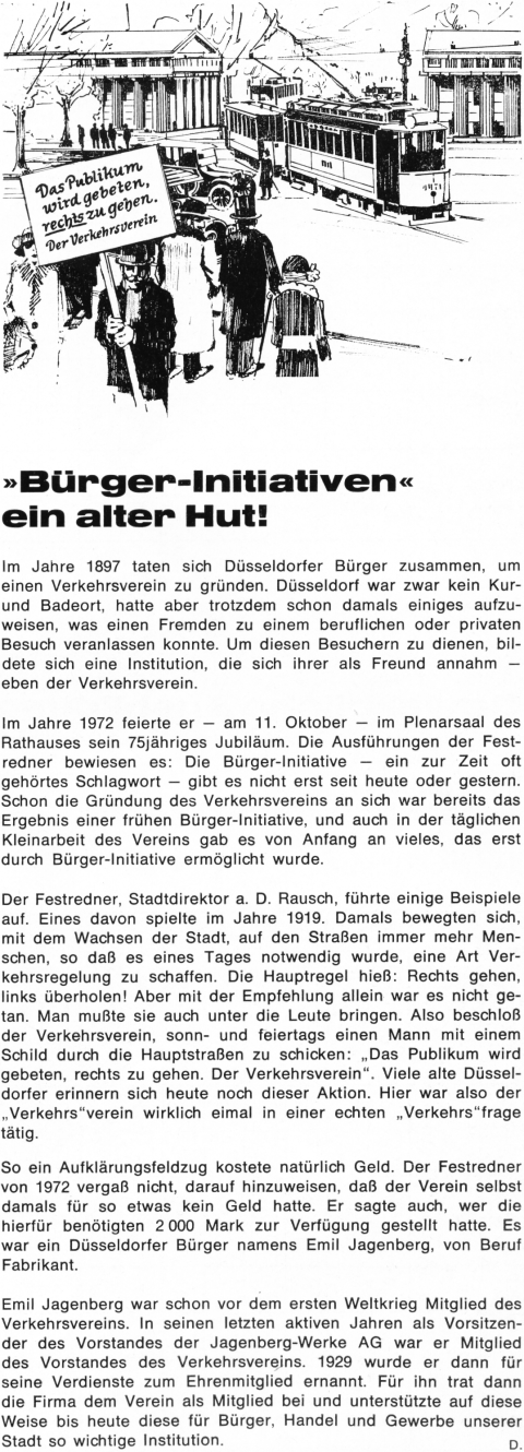 "Brger-Initiativen" ein alter Hut! Artikel aus der Jagenberg-Post 78 (1972)