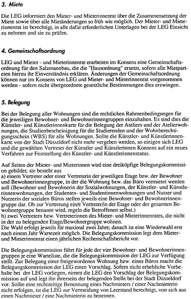 Vereinbarung ber Mieterbeteiligung im Salzmannbau in Dsseldorf-Bilk vom 16.10.1995, Seite 2
