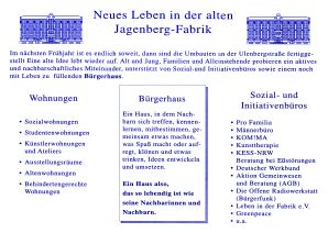 Flyer von "Leben in der Fabrik" fr die Nachbar/inne/n, Auenseite