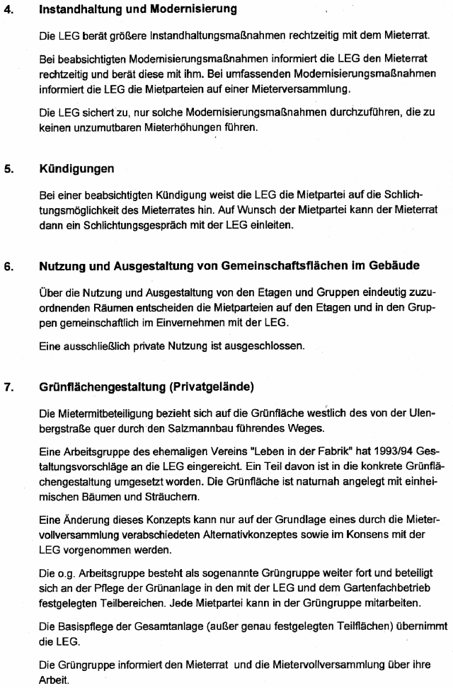 Vereinbarung über MieterInnenbeteiligung im Salzmannbau in Düsseldorf-Bilk, Seite 5